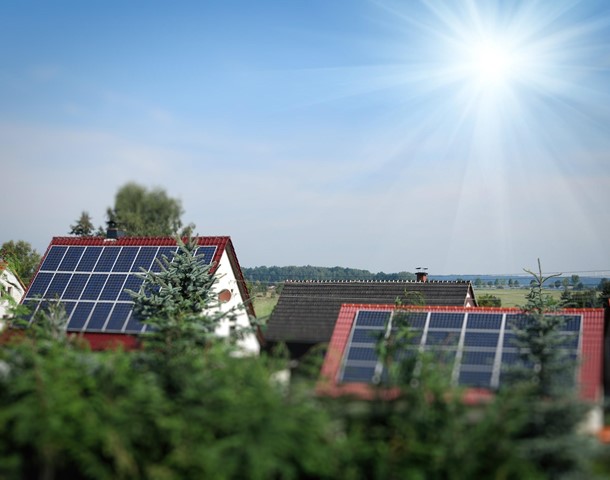 Photo of solar panels on homes